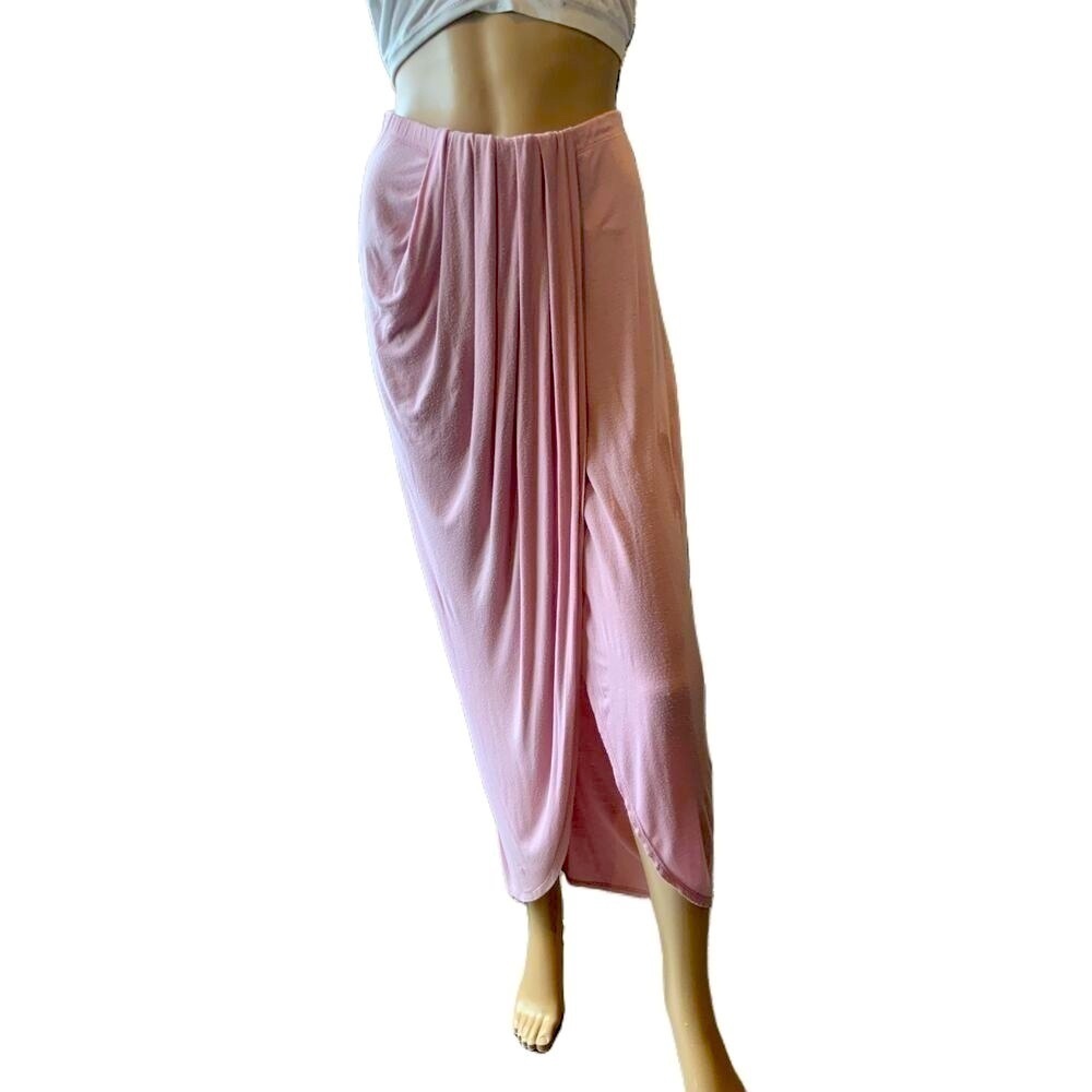 Love J Pink Elastic Waistband Solid Color Harem Skirt Size Med - Picture 1 of 12